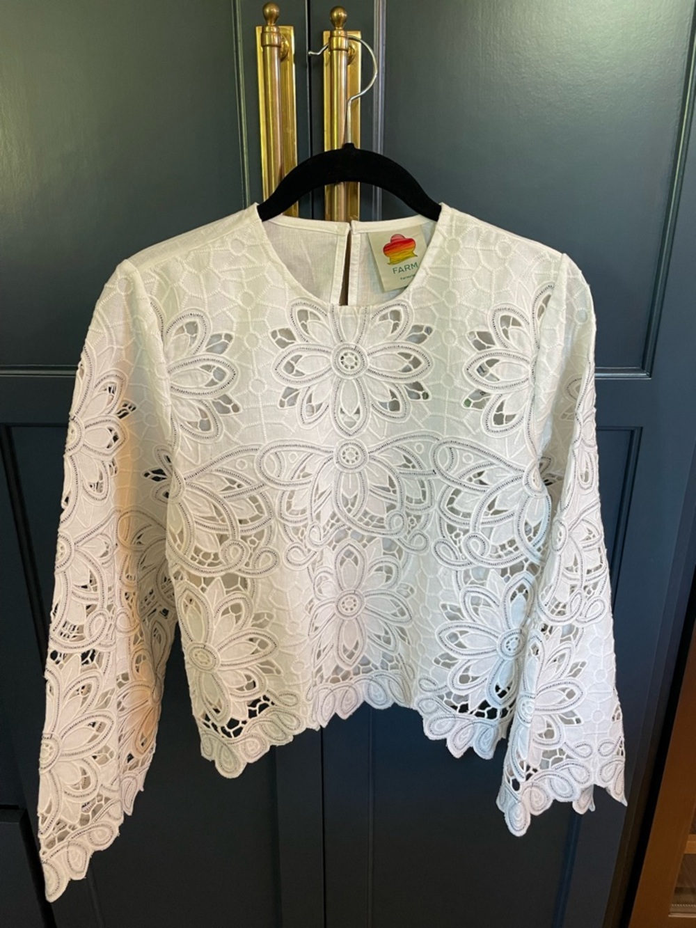 FARM RIO Ivory Richilieu Embroidered Blouse NWT Size S - Picture 4 of 9